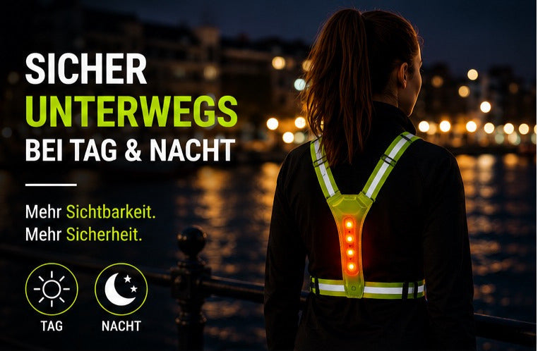 LED Warnweste, Laufweste für Sport, Fahrrad & Outdoor